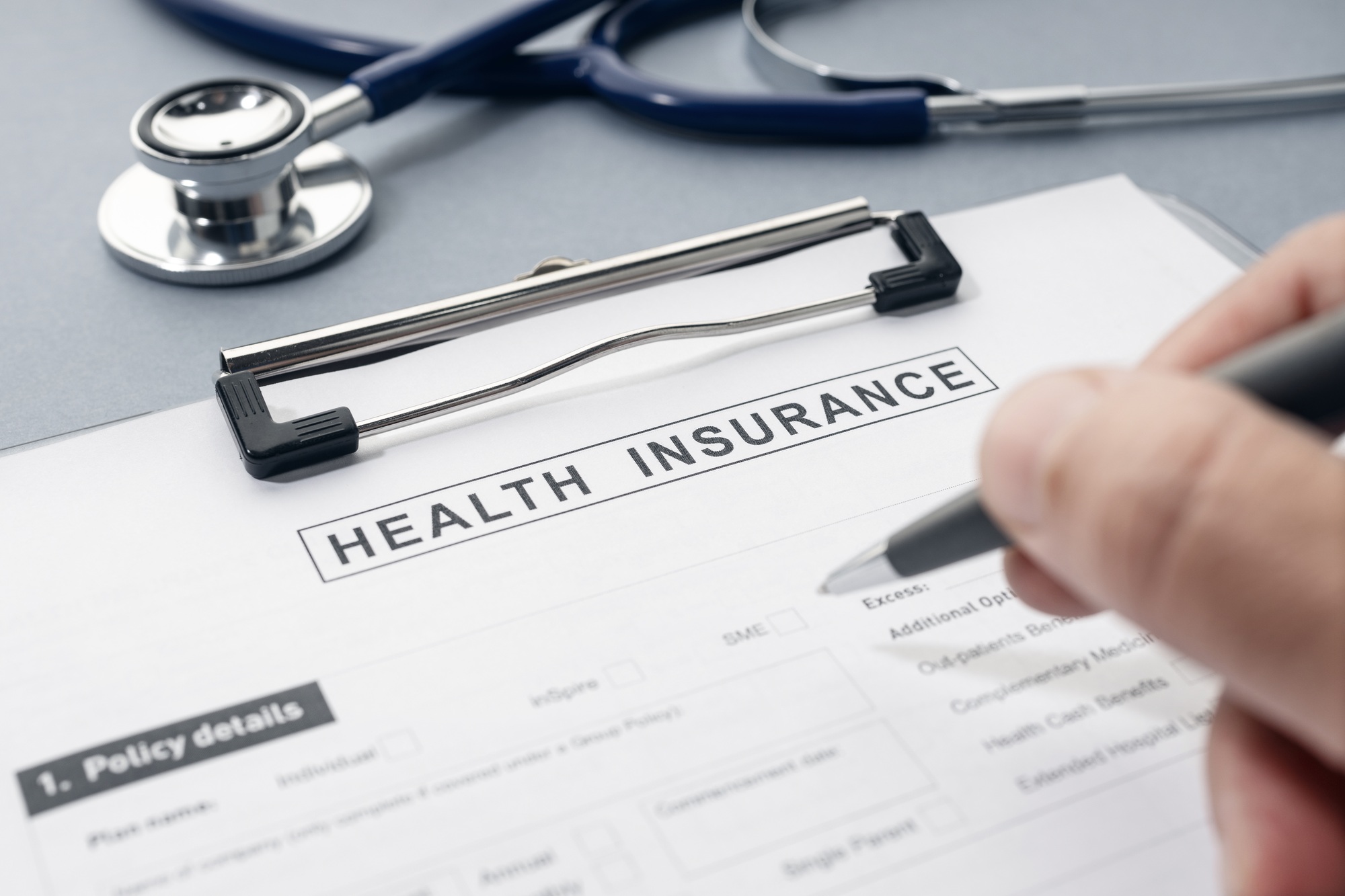 Health Insurance form on desk